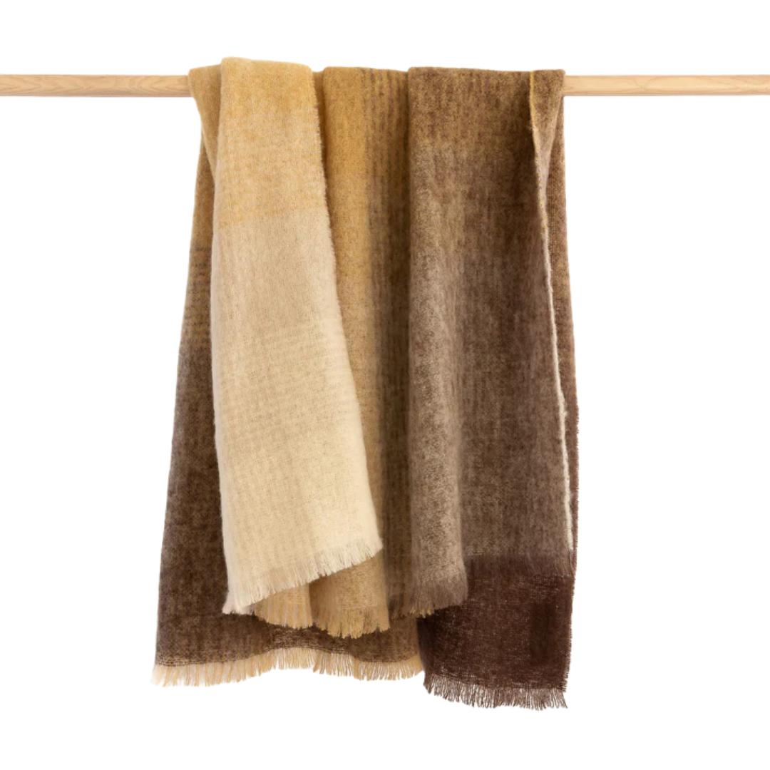 Mohair Wol Blankie Bruin Beige Mix 137x182 cm