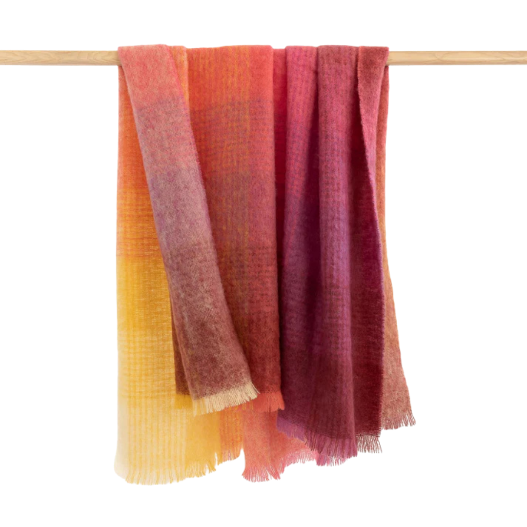 Mohair Wol Blankie Roze Geel Paars Mix 137x182 cm