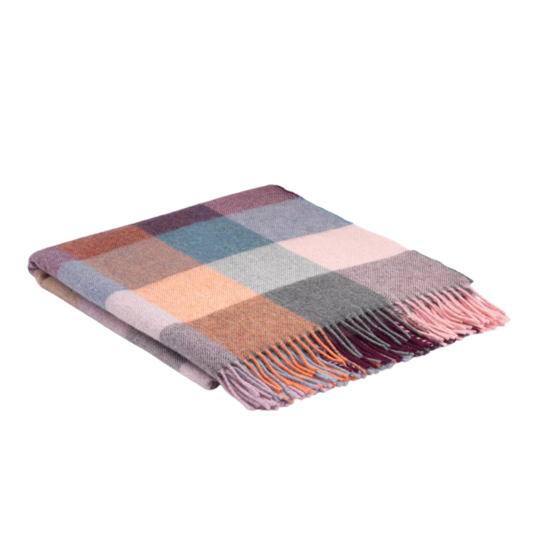 Rose Dust Check Alpaca Merino Blankie 200x145 cm